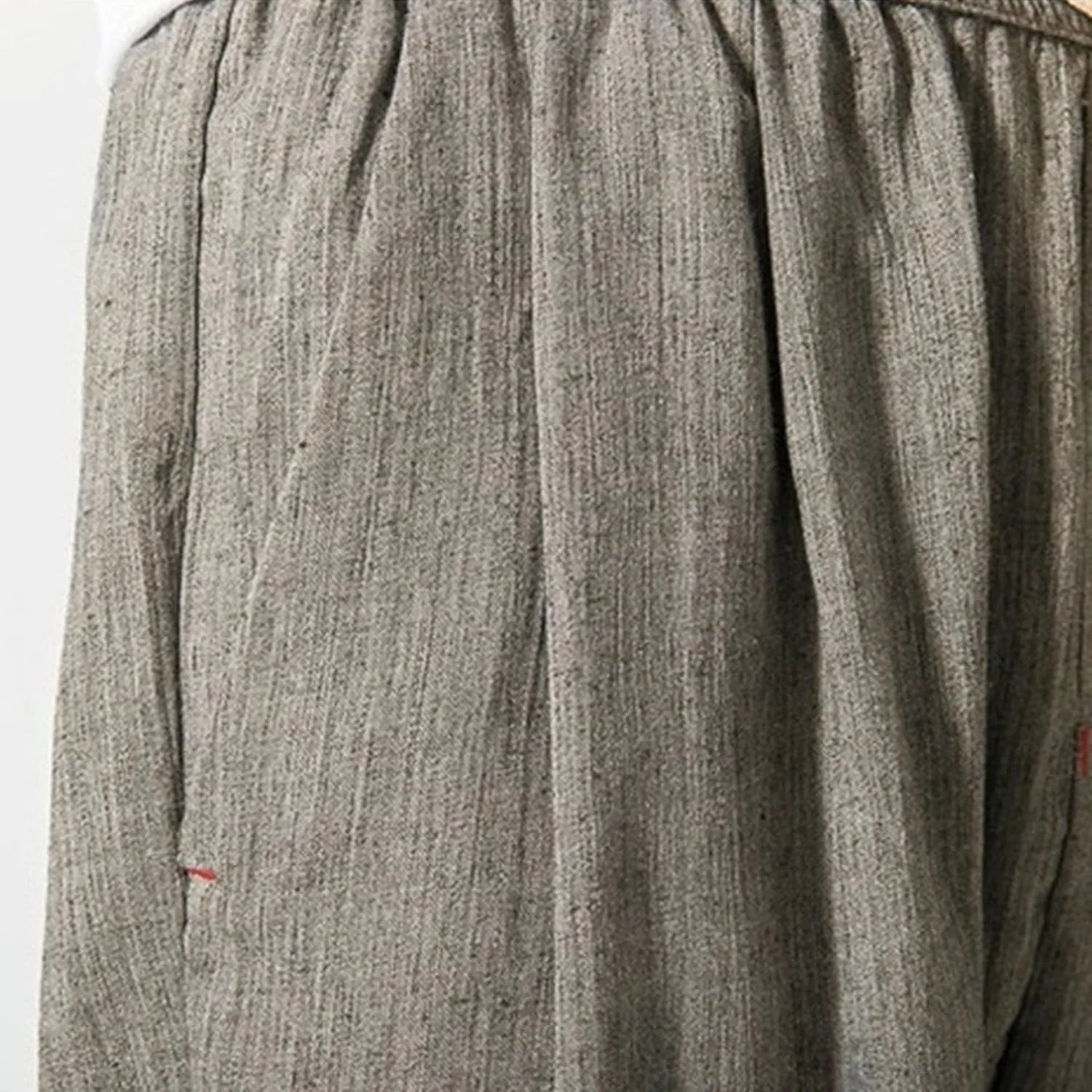 Men's Casual Baggy Solid Tapered Pants Linen Drawstring Stylish Trousers Lightweight Elastic Waist Outdoor Pants