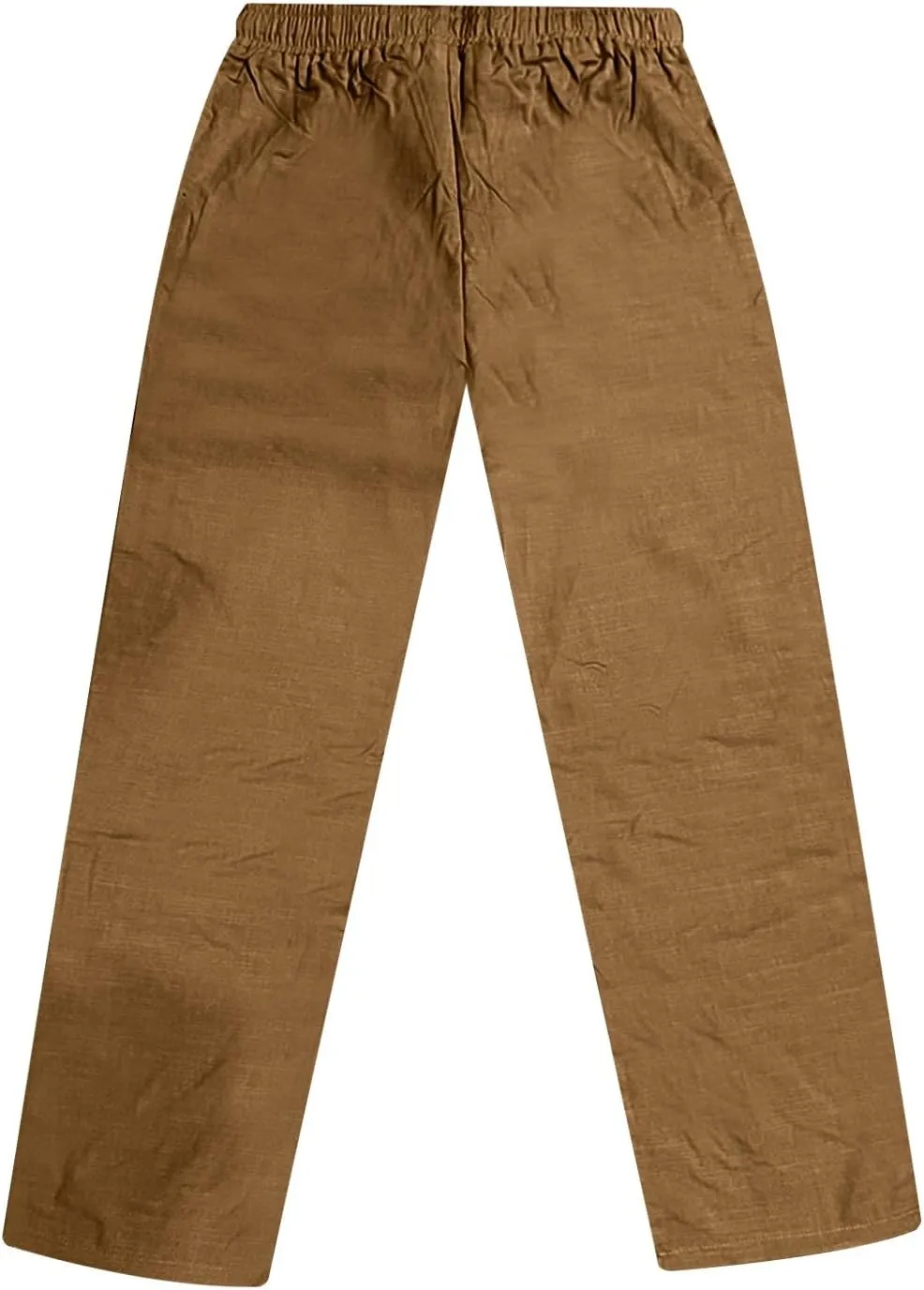 Men's Cotton and Linen Loose Stretch Drawstring Waist Summer Breathable Straight Beach Pants 2025