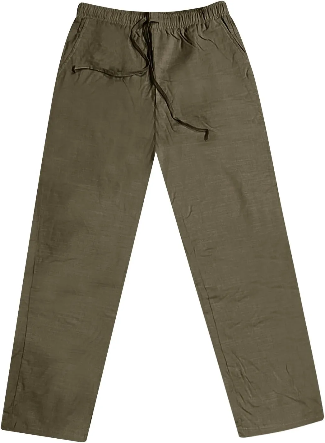 Men's Cotton and Linen Loose Stretch Drawstring Waist Summer Breathable Straight Beach Pants 2025