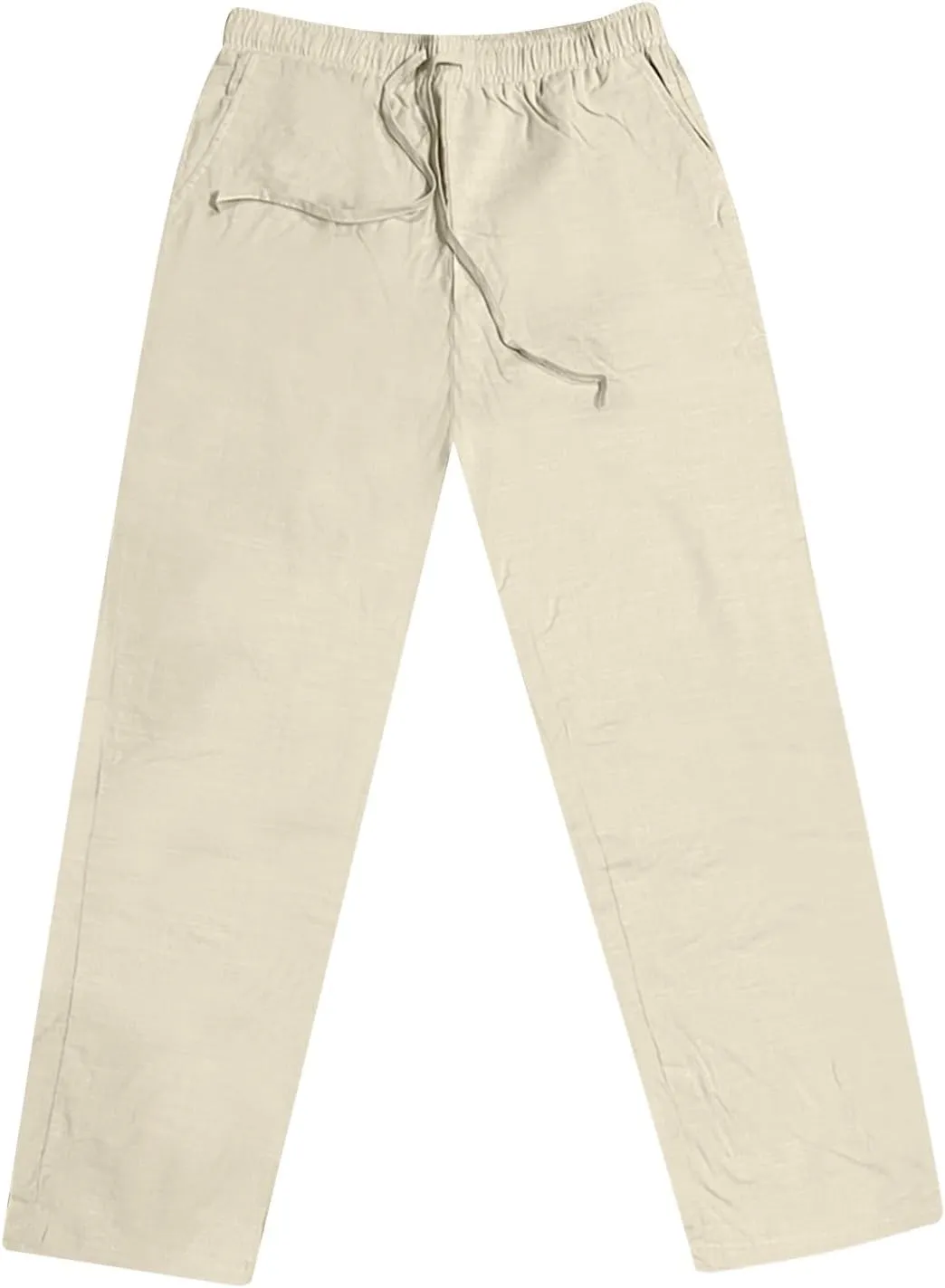 Men's Cotton and Linen Loose Stretch Drawstring Waist Summer Breathable Straight Beach Pants 2025