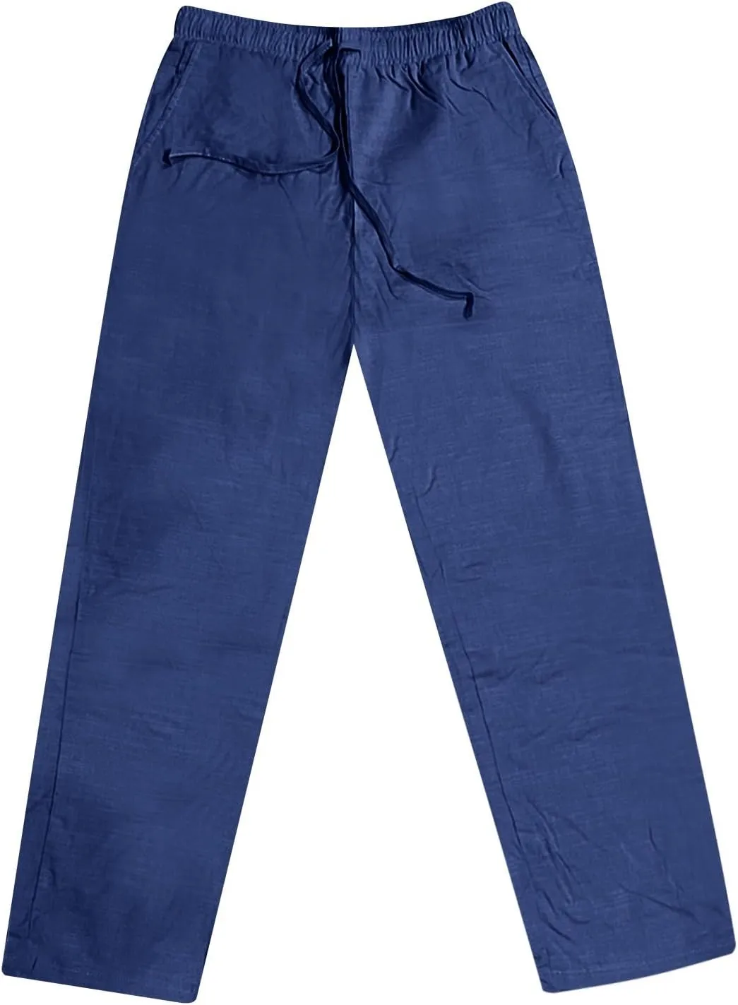 Men's Cotton and Linen Loose Stretch Drawstring Waist Summer Breathable Straight Beach Pants 2025