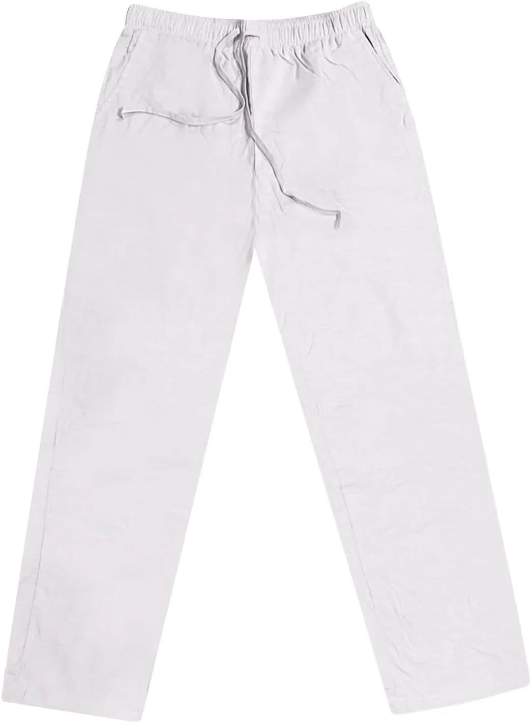 Men's Cotton and Linen Loose Stretch Drawstring Waist Summer Breathable Straight Beach Pants 2025