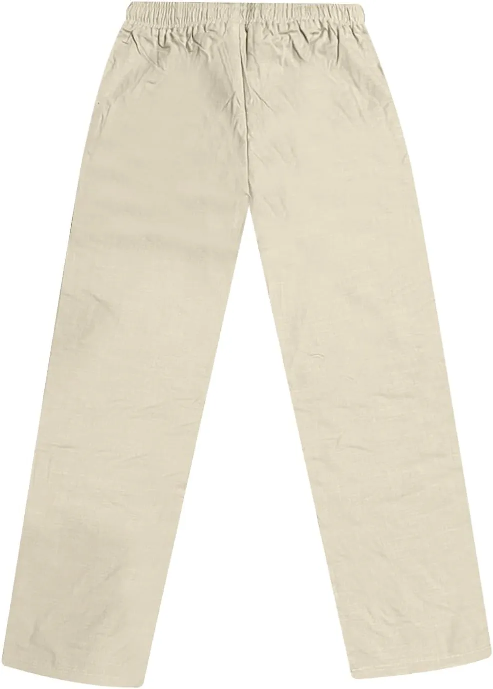 Men's Cotton and Linen Loose Stretch Drawstring Waist Summer Breathable Straight Beach Pants 2025