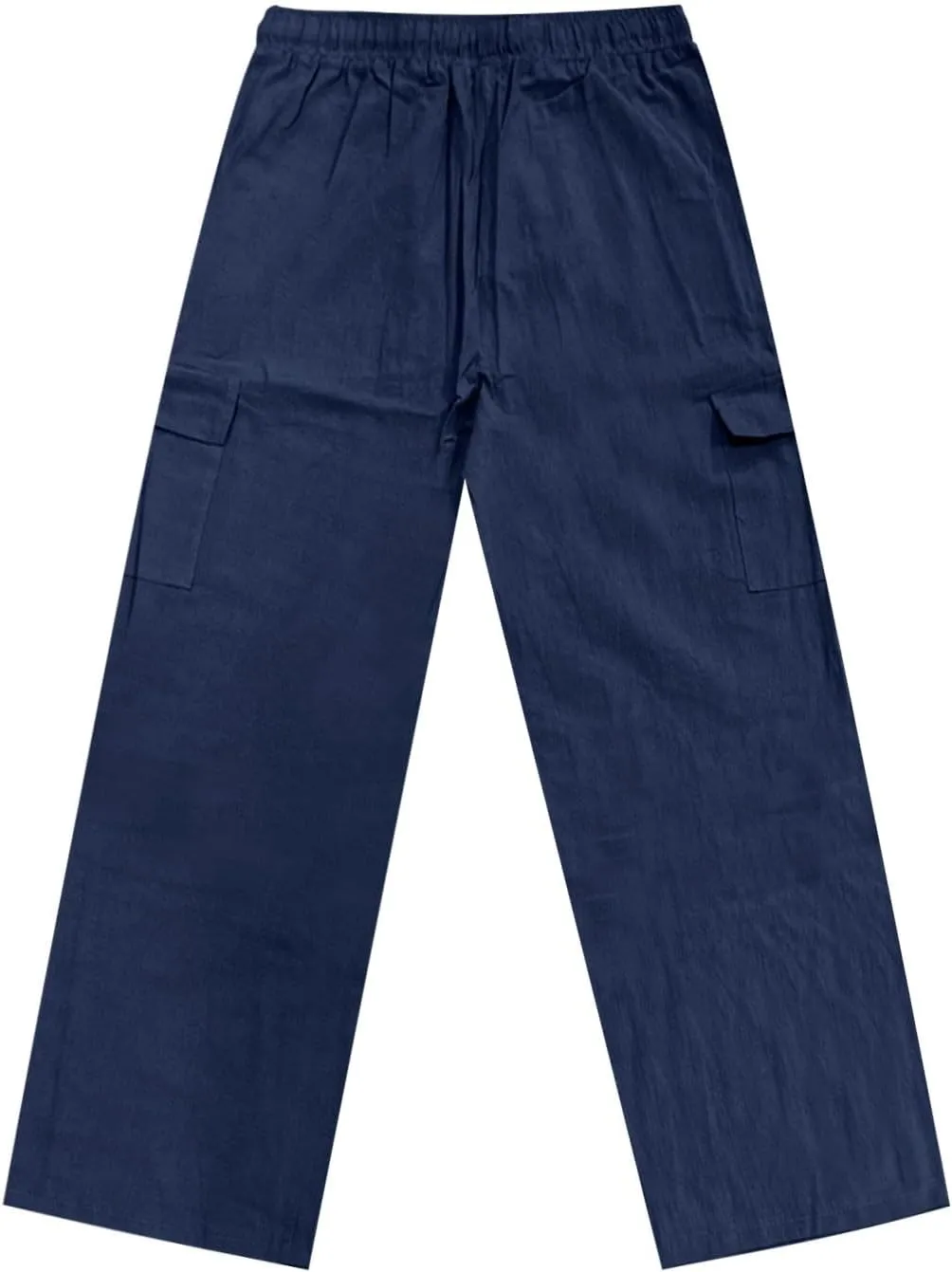 Men's Cotton Linen Cargo Pants Breathable Elastic Waist Drawstring Casual Loose Summer Beach Pants 2025