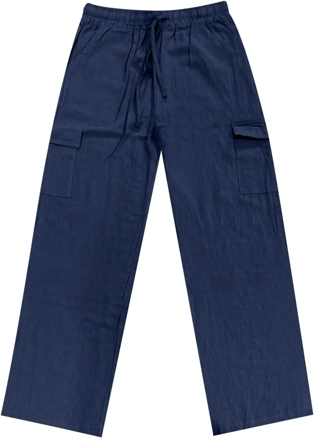 Men's Cotton Linen Cargo Pants Breathable Elastic Waist Drawstring Casual Loose Summer Beach Pants 2025
