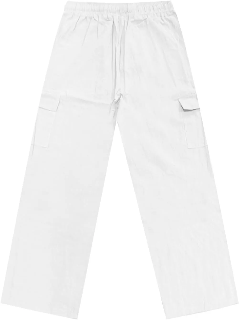 Men's Cotton Linen Cargo Pants Breathable Elastic Waist Drawstring Casual Loose Summer Beach Pants 2025