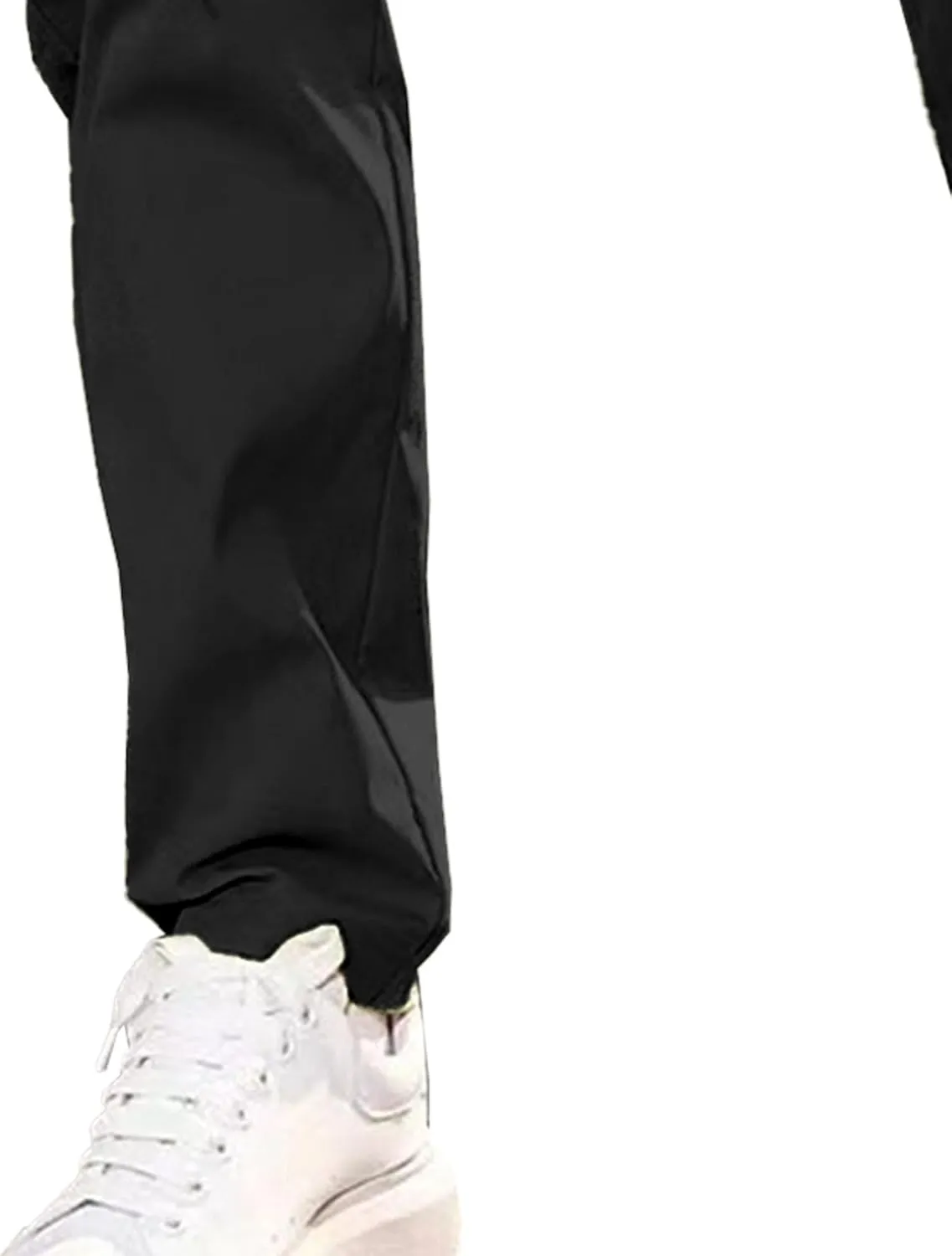 Men's Drawstring Straight Leg Cargo Pants Elastic Waist Athletic Work Trousers Stylish Casual Solid Outdoor Pants