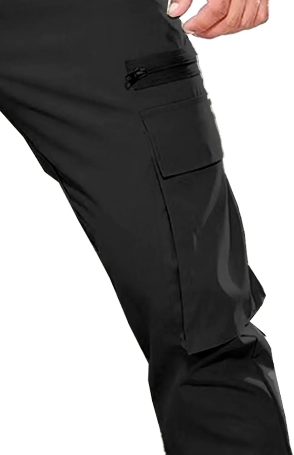 Men's Drawstring Straight Leg Cargo Pants Elastic Waist Athletic Work Trousers Stylish Casual Solid Outdoor Pants