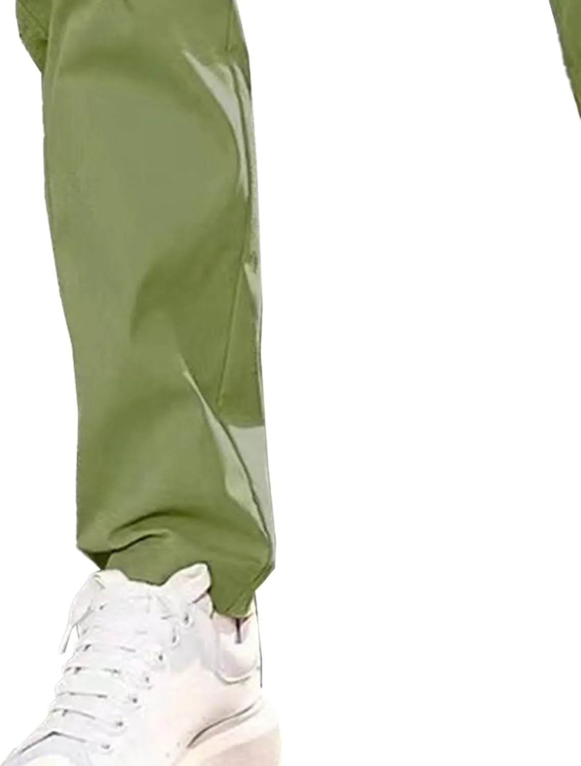 Men's Drawstring Straight Leg Cargo Pants Elastic Waist Athletic Work Trousers Stylish Casual Solid Outdoor Pants