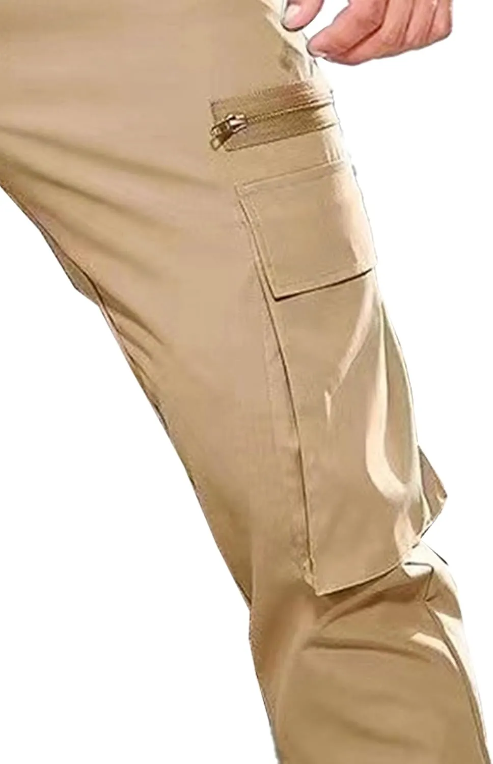 Men's Drawstring Straight Leg Cargo Pants Elastic Waist Athletic Work Trousers Stylish Casual Solid Outdoor Pants