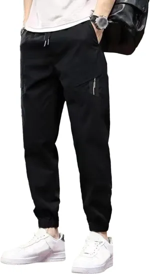 Men's Elastic Waist Solid Joggers Pants Lightweight Stylish Summer Trousers Regular Fit Outdoor Hiking Pants