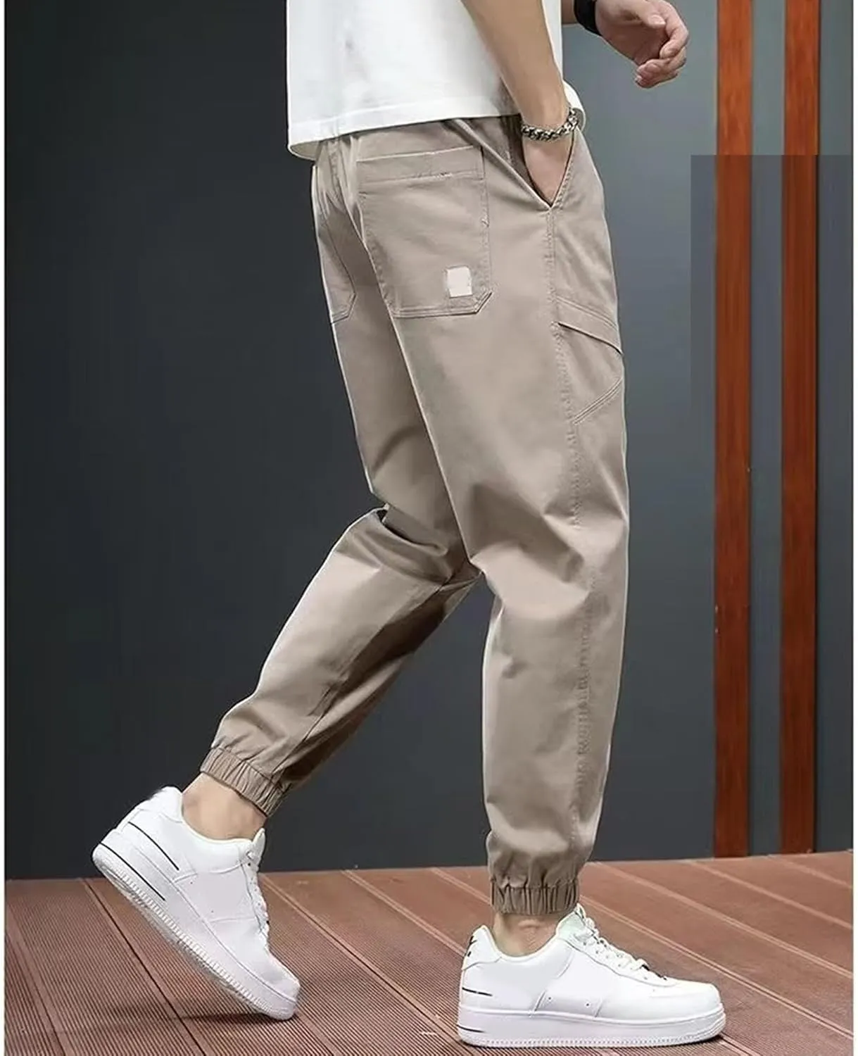 Men's Elastic Waist Solid Joggers Pants Lightweight Stylish Summer Trousers Regular Fit Outdoor Hiking Pants