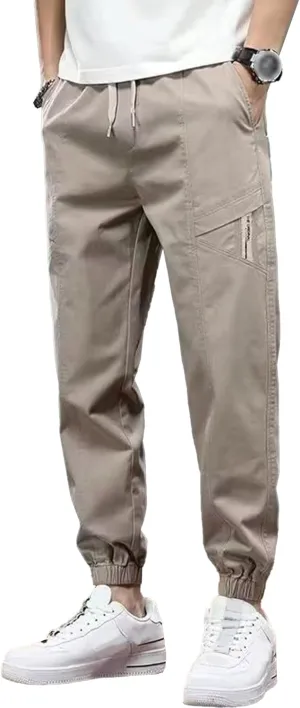 Men's Elastic Waist Solid Joggers Pants Lightweight Stylish Summer Trousers Regular Fit Outdoor Hiking Pants