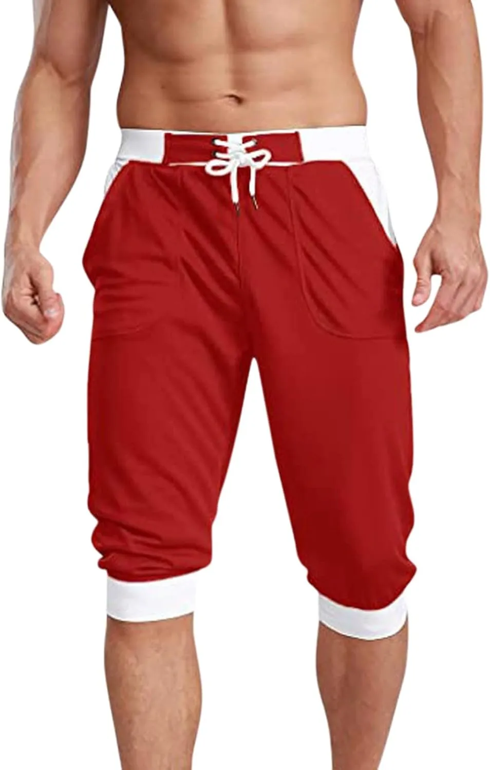 Mens Shorts Casual Men's Patchwork Slim fit 5 Inch Inseam Gym Shorts Running Shorts Basketball Shorts with Drawtring