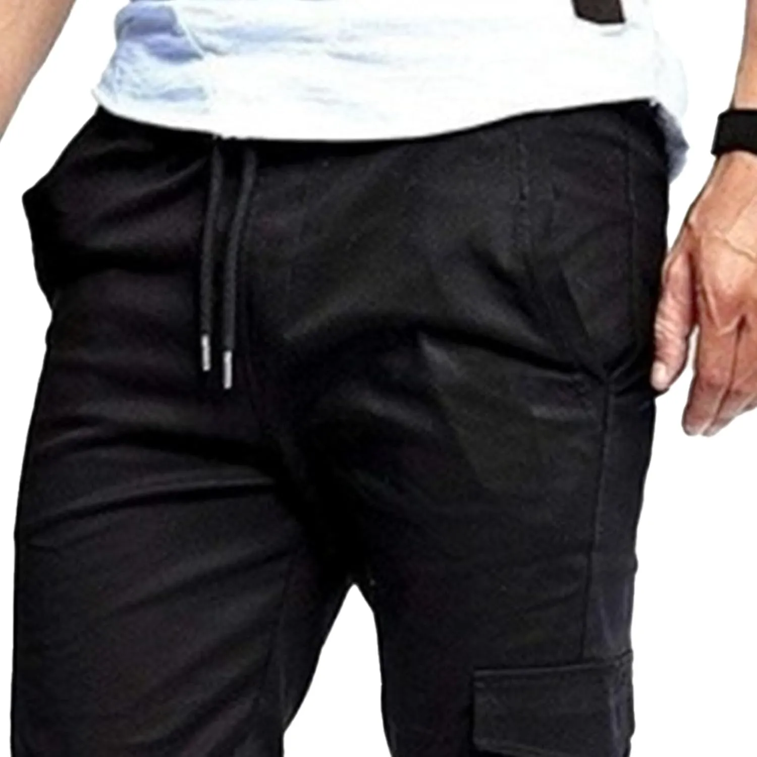 Men's Slim Fit Casual Hiking Cargo Pants Elastic Waist Solid Jogging Pants Comfort Stylish Military Trousers