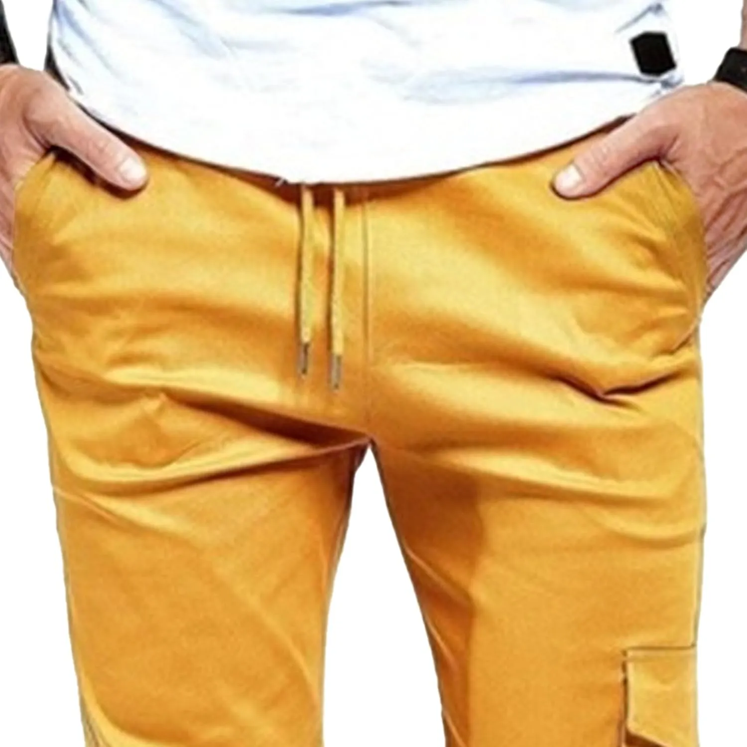 Men's Slim Fit Casual Hiking Cargo Pants Elastic Waist Solid Jogging Pants Comfort Stylish Military Trousers