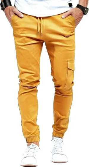 Men's Slim Fit Casual Hiking Cargo Pants Elastic Waist Solid Jogging Pants Comfort Stylish Military Trousers