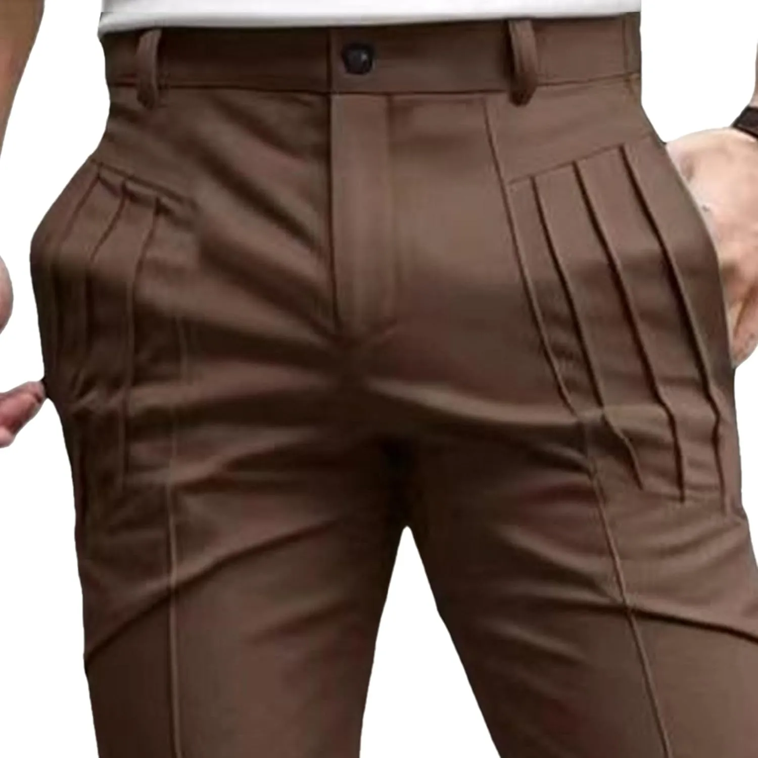 Men's Slim Fit Stylish Outdoor Pants Skinny Casual Work Business Pants Stretch Solid Lightweight Trousers