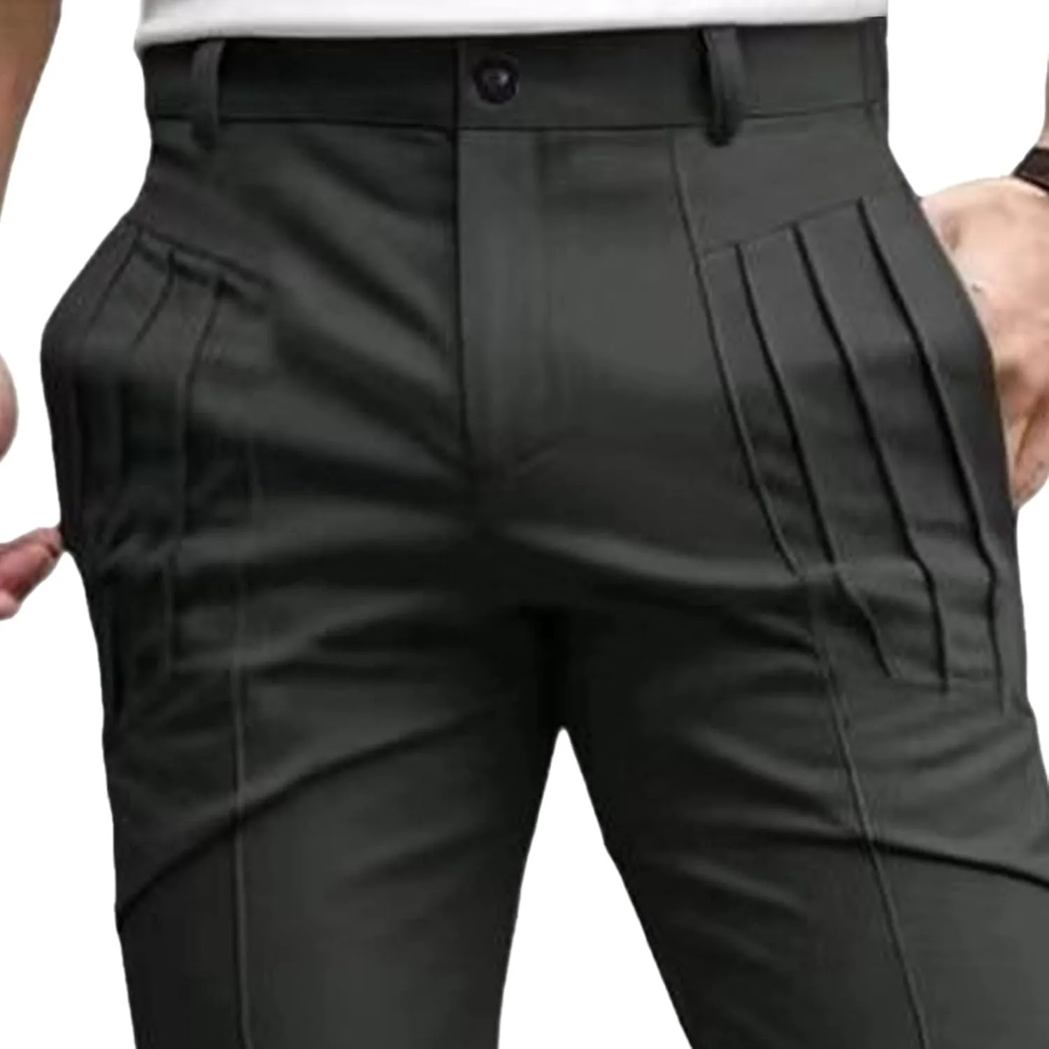 Men's Slim Fit Stylish Outdoor Pants Skinny Casual Work Business Pants Stretch Solid Lightweight Trousers