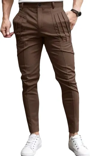 Men's Slim Fit Stylish Outdoor Pants Skinny Casual Work Business Pants Stretch Solid Lightweight Trousers