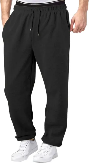 Men's Solid Casual Baggy Stylish Pants Comfort Elastic Waist Workout Trousers Drawstring Straight Leg Outdoor Pants