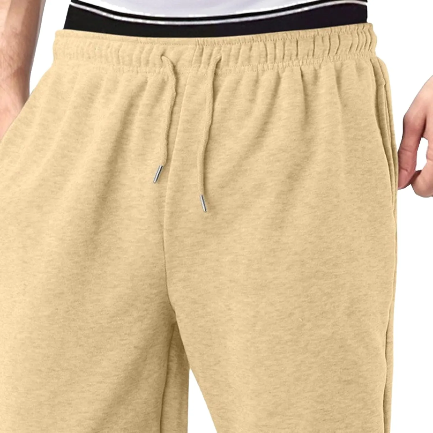 Men's Solid Casual Baggy Stylish Pants Comfort Elastic Waist Workout Trousers Drawstring Straight Leg Outdoor Pants