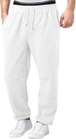 Men's Solid Casual Baggy Stylish Pants Comfort Elastic Waist Workout Trousers Drawstring Straight Leg Outdoor Pants