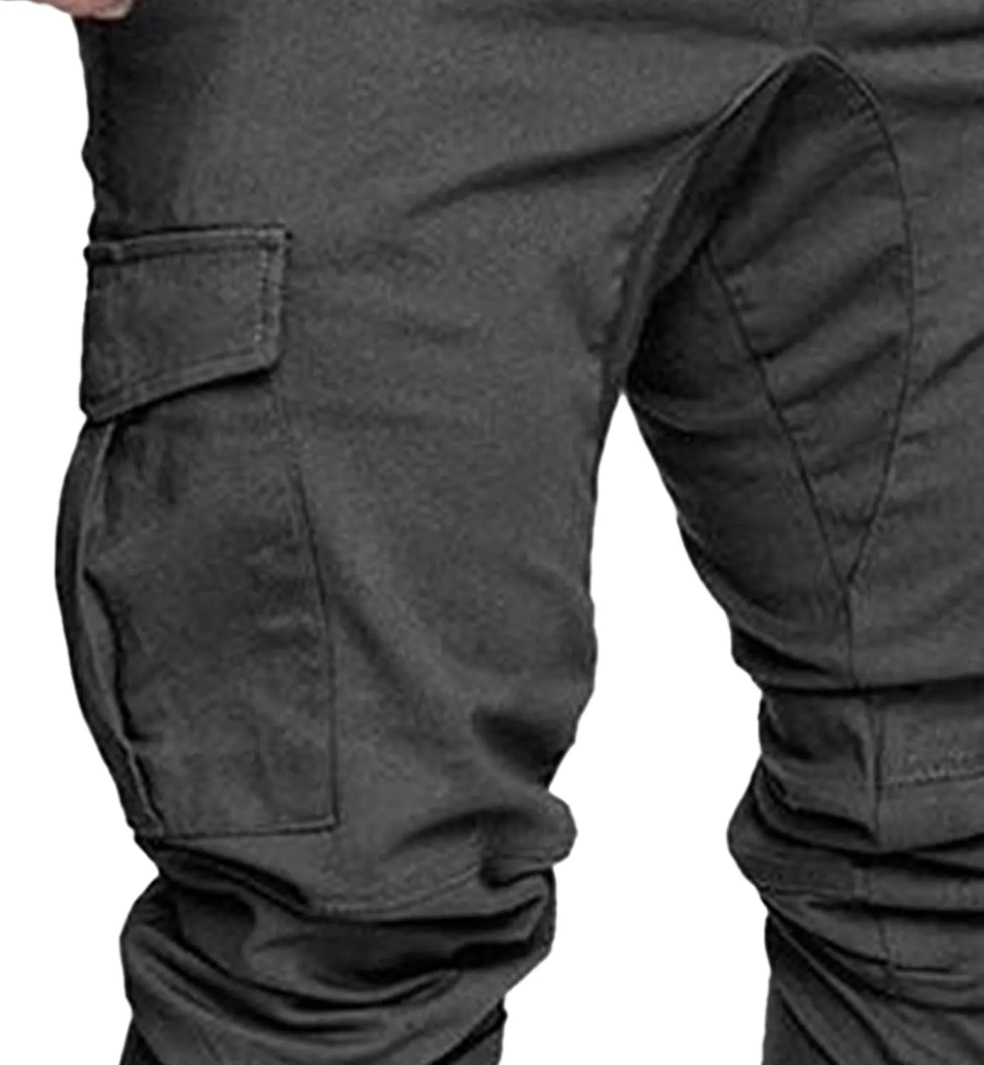 Men's Stretch Solid Military Cargo Pants Stylish Elastic Waisted Outdoor Pants Casual Chino Joggers Trousers