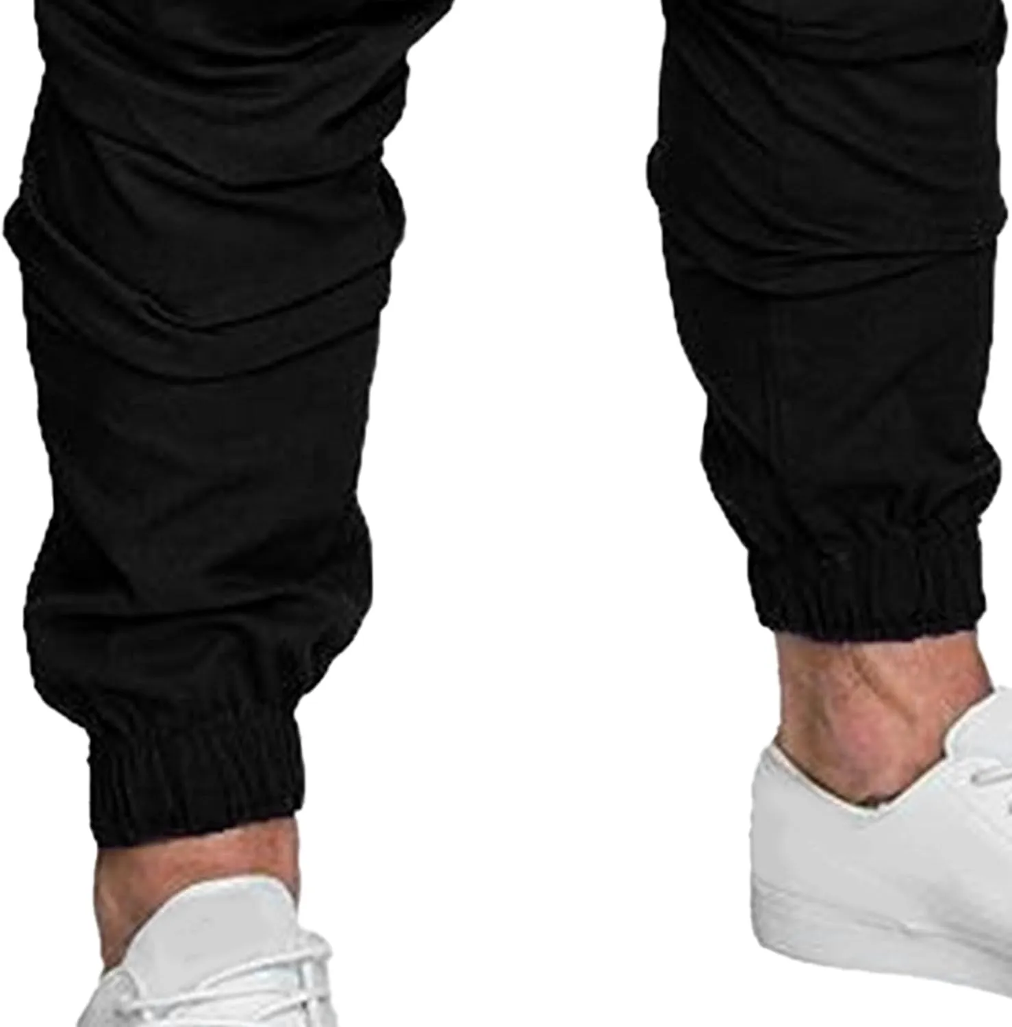 Men's Stretch Solid Military Cargo Pants Stylish Elastic Waisted Outdoor Pants Casual Chino Joggers Trousers