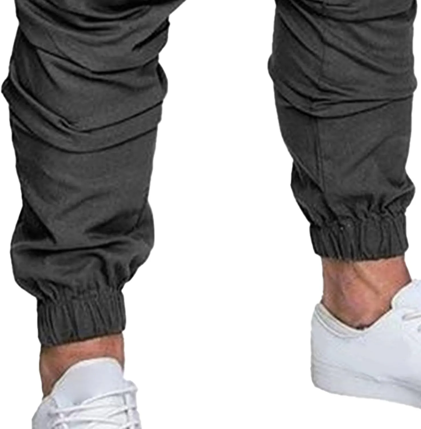 Men's Stretch Solid Military Cargo Pants Stylish Elastic Waisted Outdoor Pants Casual Chino Joggers Trousers