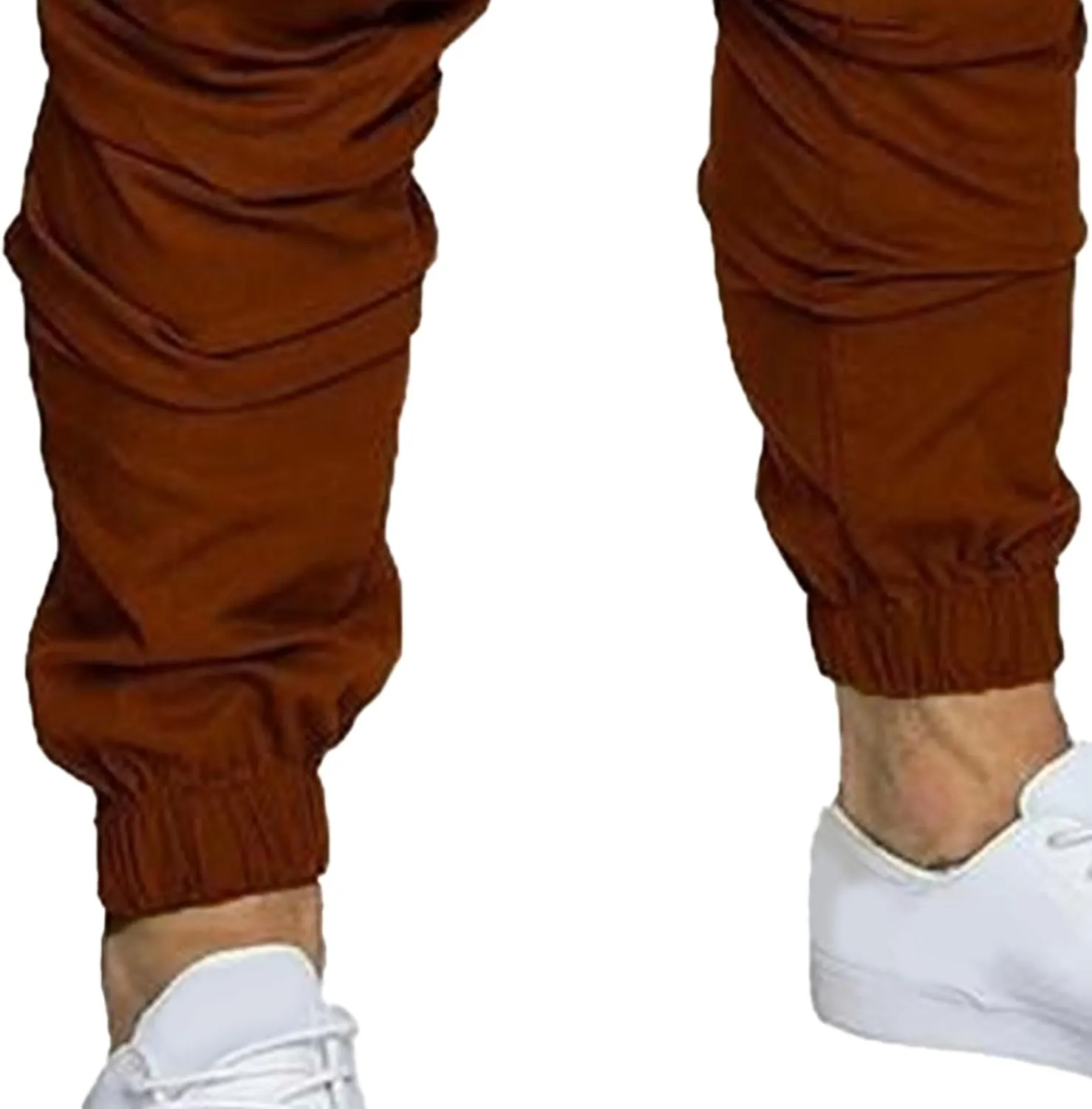 Men's Stretch Solid Military Cargo Pants Stylish Elastic Waisted Outdoor Pants Casual Chino Joggers Trousers