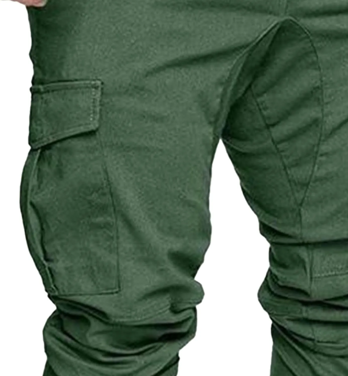 Men's Stretch Solid Military Cargo Pants Stylish Elastic Waisted Outdoor Pants Casual Chino Joggers Trousers