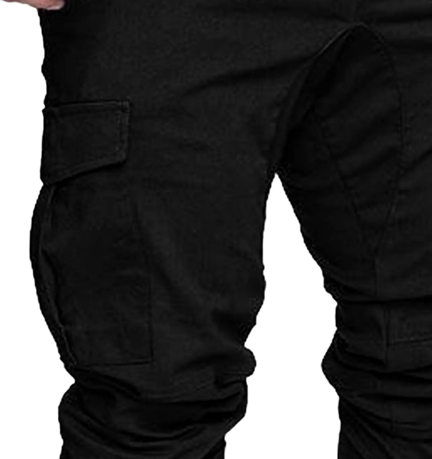 Men's Stretch Solid Military Cargo Pants Stylish Elastic Waisted Outdoor Pants Casual Chino Joggers Trousers