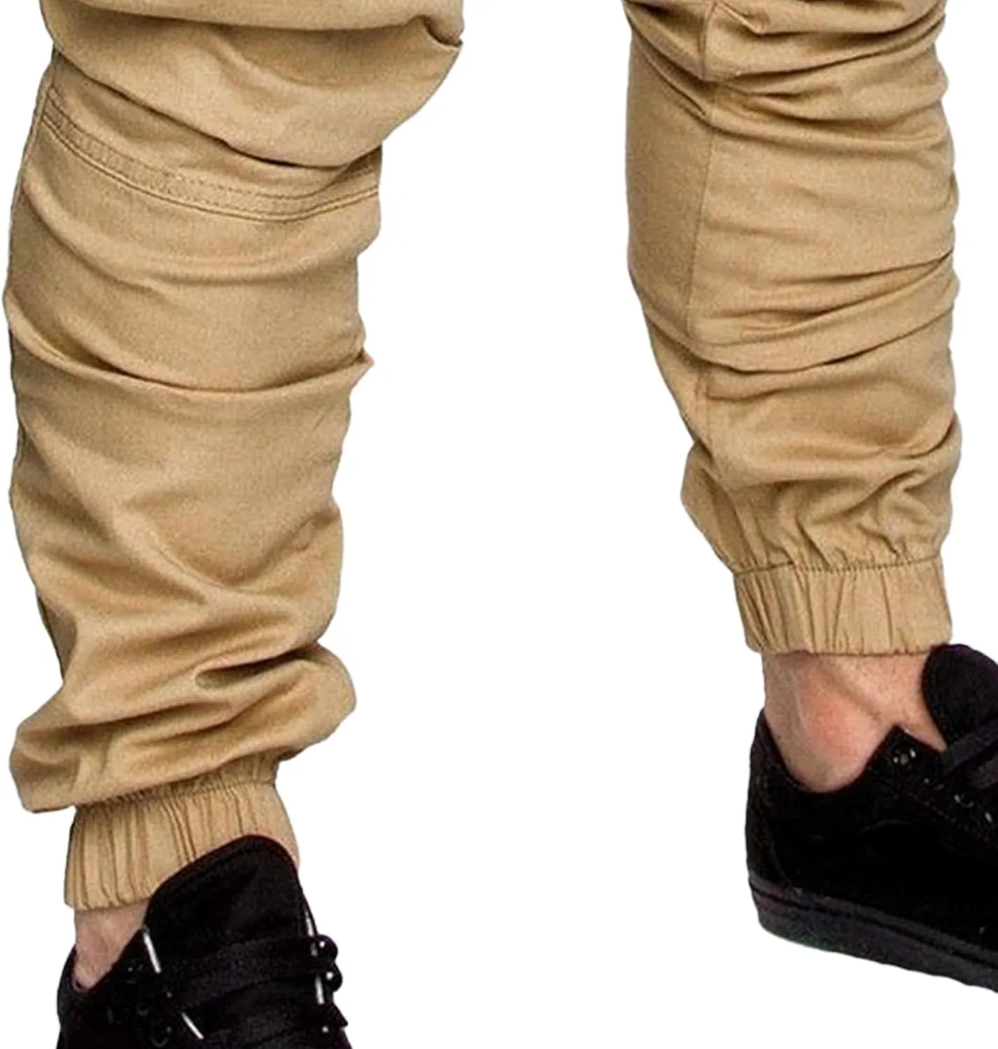 Men's Stretch Solid Military Cargo Pants Stylish Elastic Waisted Outdoor Pants Casual Chino Joggers Trousers