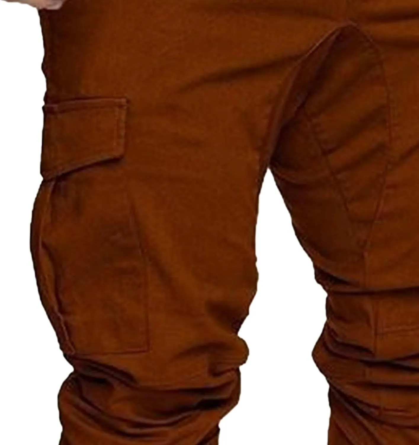 Men's Stretch Solid Military Cargo Pants Stylish Elastic Waisted Outdoor Pants Casual Chino Joggers Trousers