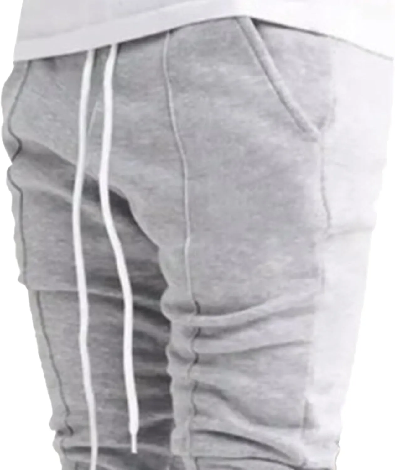 Men's Stylish Drawstring Wide Leg Pants Slim Fit Outdoor Hip Hop Trousers Solid Elastic Waist Workout Pants