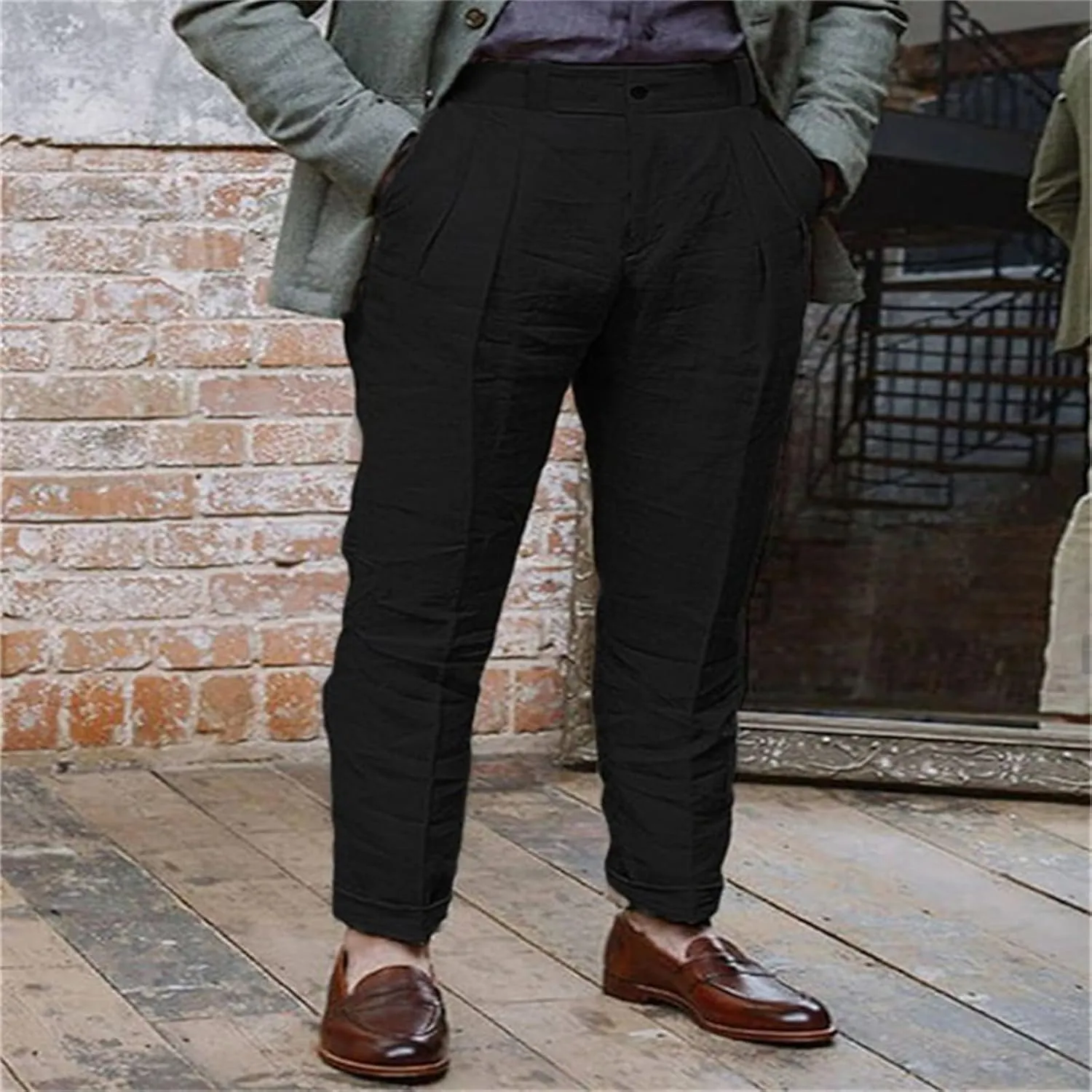 Men's Summer Linen Pants Solid Color Breathable Trousers Lightweight Comfy Yoga Pants Outdoor Baggy Simple Trousers