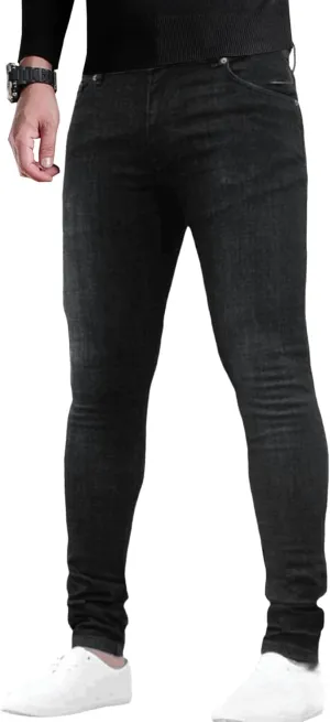 Men's Tapered Leg Comfy Biker Jean Stylish Slim Fit Ripped Jean Pants Stretch Casual Skinny Outdoor Jeans