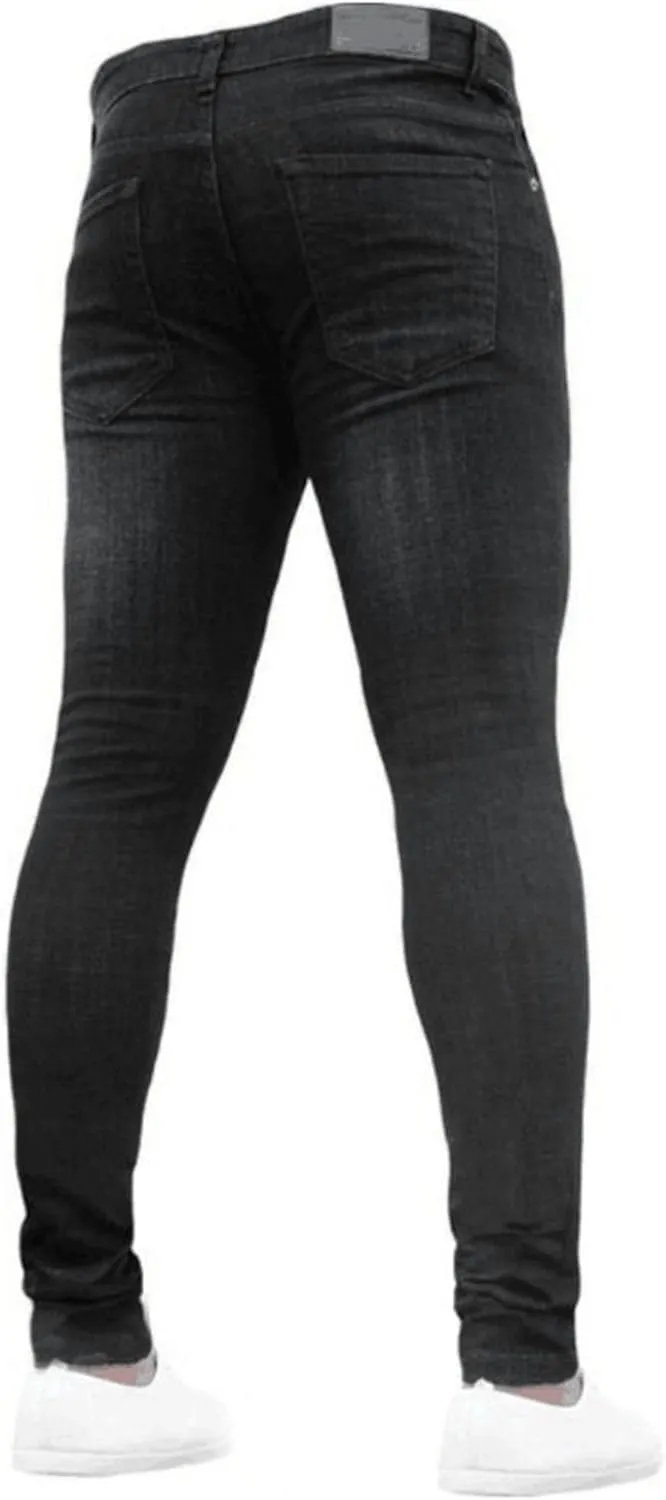 Men's Tapered Leg Comfy Biker Jean Stylish Slim Fit Ripped Jean Pants Stretch Casual Skinny Outdoor Jeans