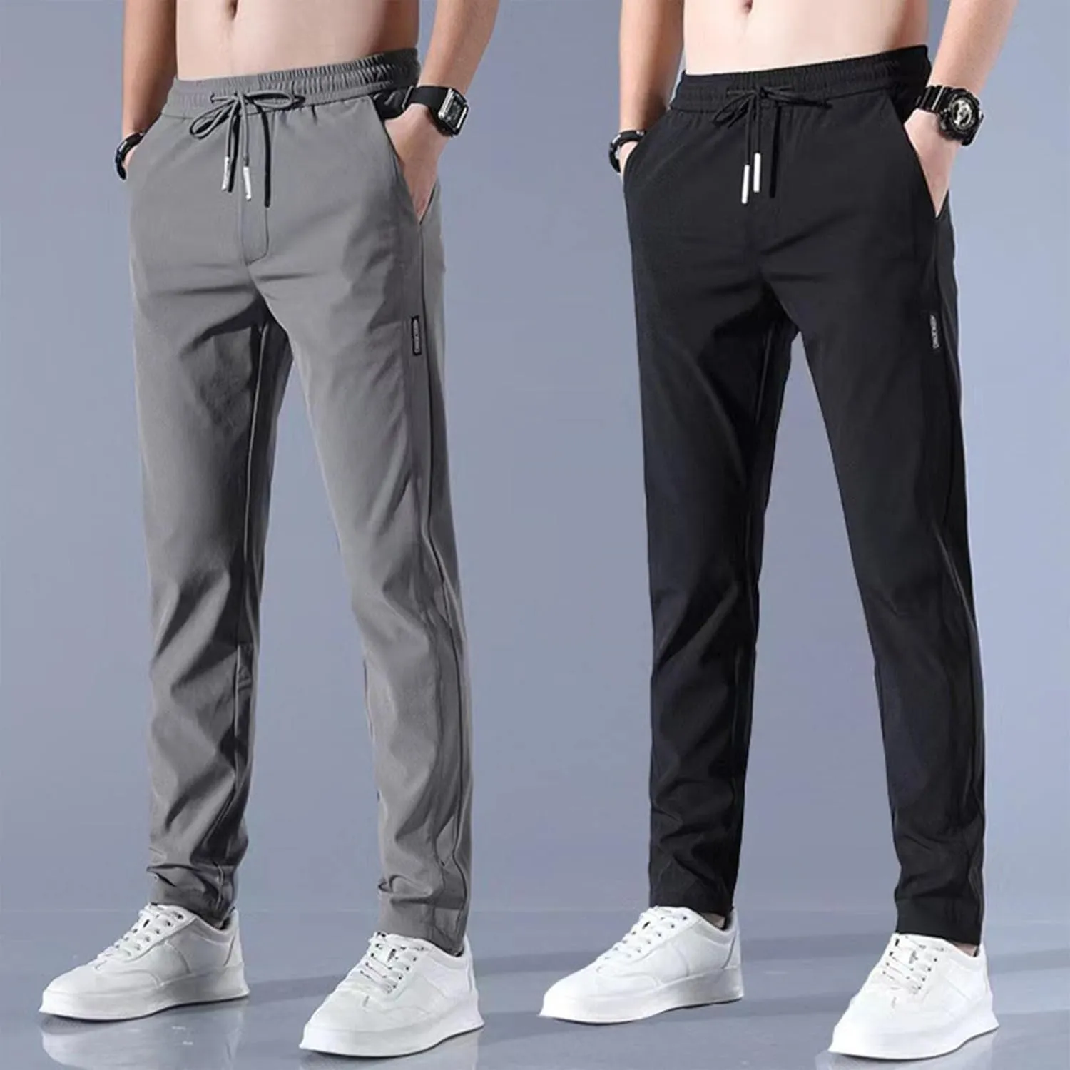 MIDOO Mens Pants Casual Stretch Baggy Elastic Waist Drawstring Sweatpants with Pockets Lightweight Casual Joggers Trousers