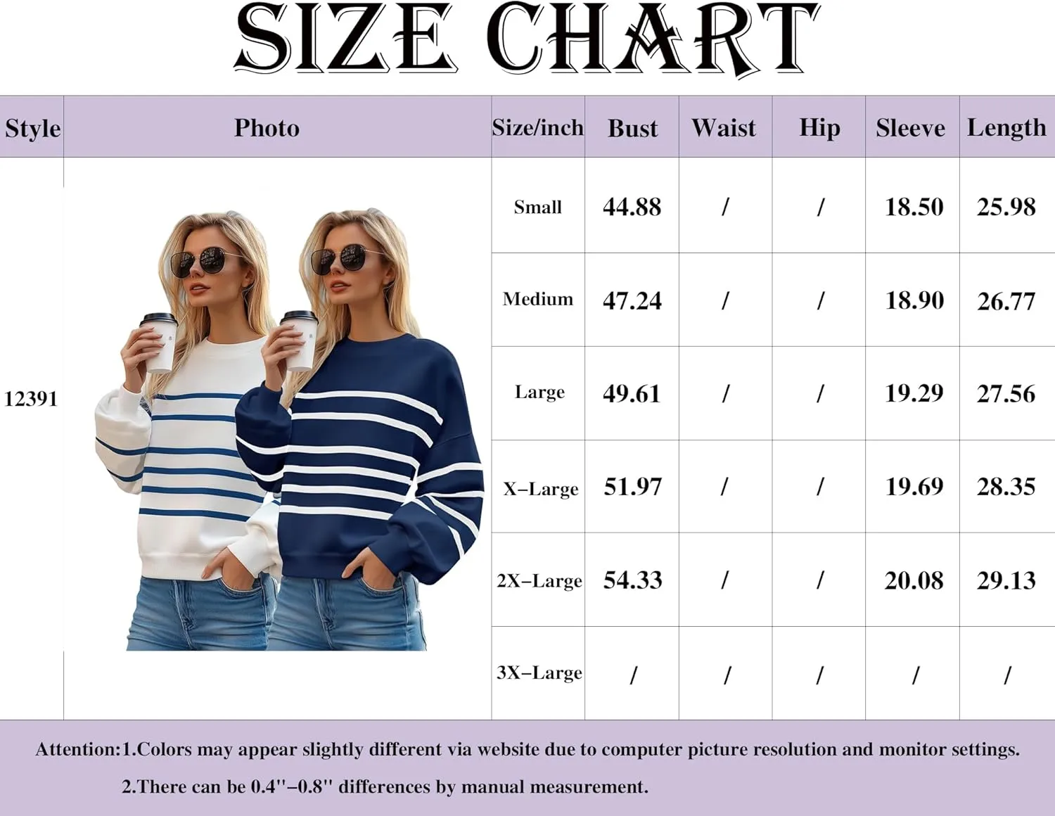 MsavigVice Women's Striped Sweatshirts with Pockets Color Block Long Sleeves Crew Neck Pullover Casual Loose Stylish Tops