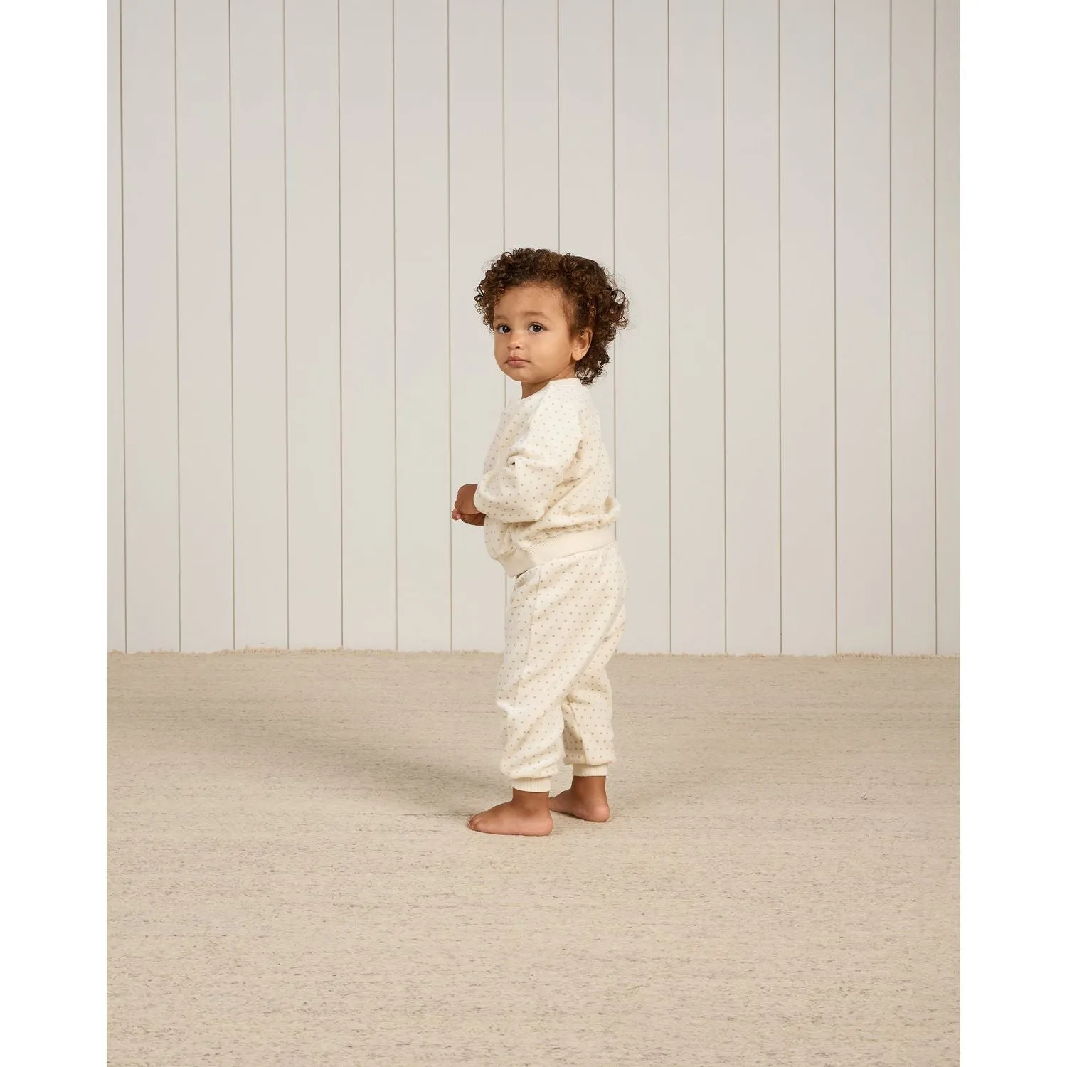 Quincy Mae Velour Relaxed Sweatpants - Polka Dot
