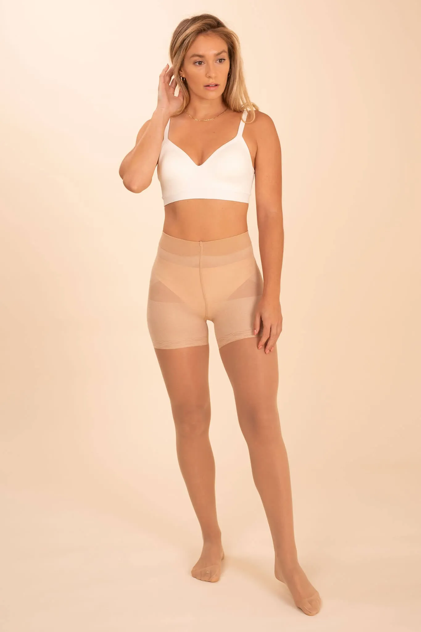 Sheer Contour Tights  Ivory