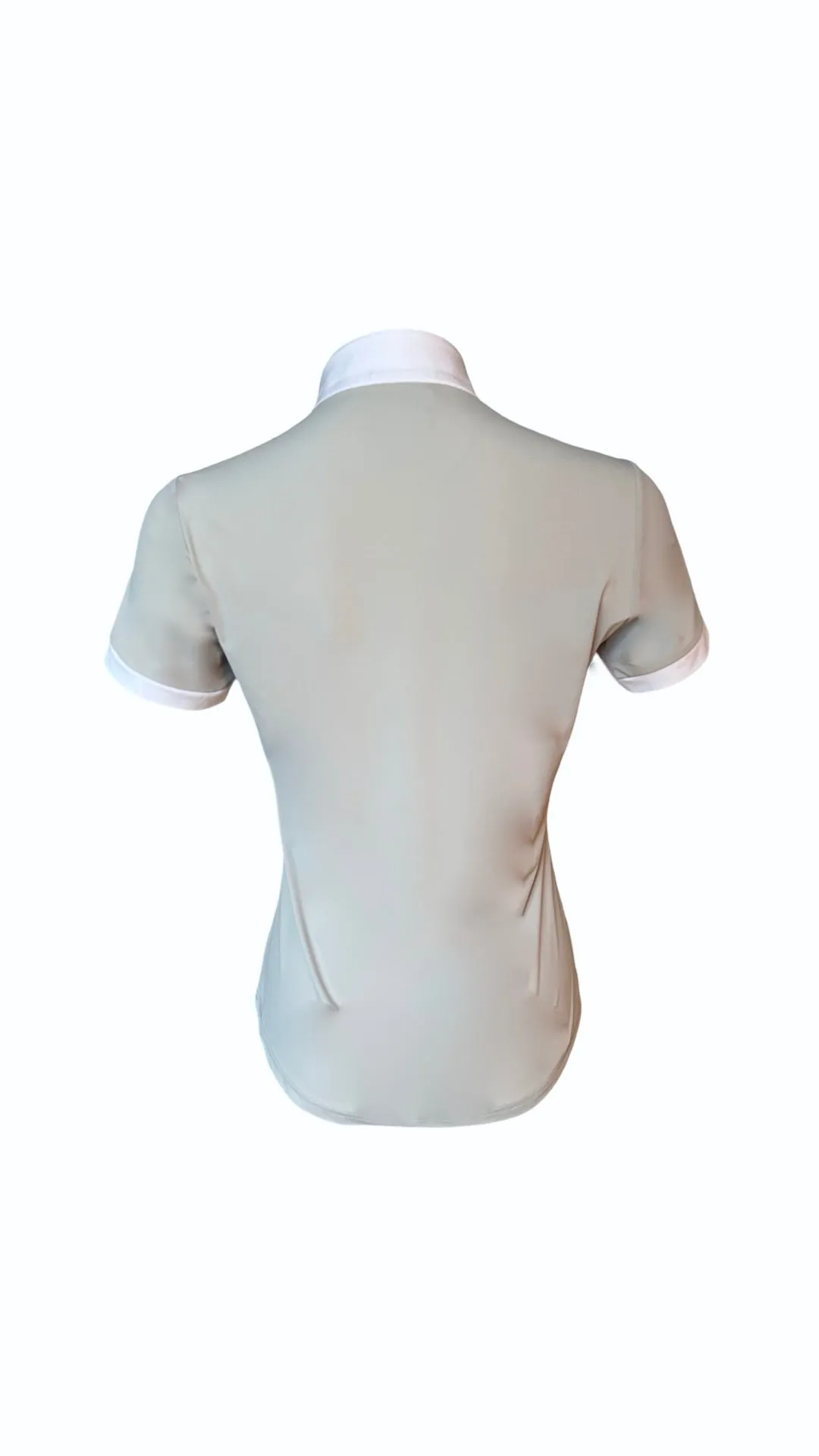 Short Sleeve Bib Show Shirt- Stone/ White