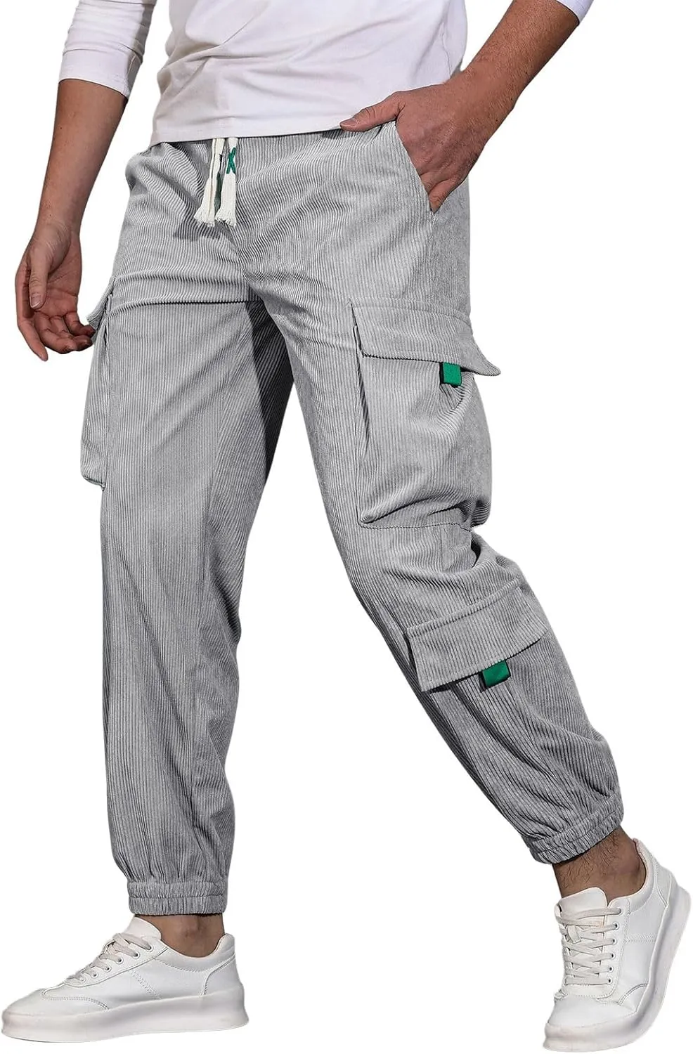Sweatpants for Men Track Tapered Combat Coloured Slacks Male Split Breathable Baggys Elasticated Waist Joggers