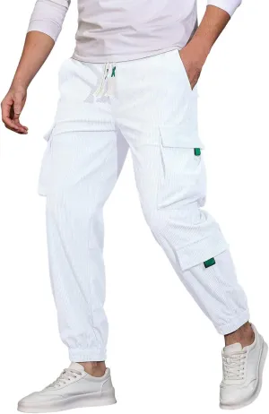 Sweatpants for Men Track Tapered Combat Coloured Slacks Male Split Breathable Baggys Elasticated Waist Joggers