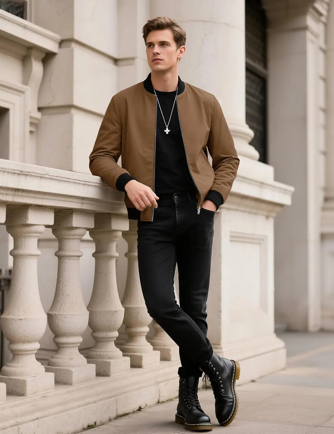 TACVASEN Men's Lightweight Jacket Spring Bomber Fall Windbreaker Casual Stylish Coats with Pockets