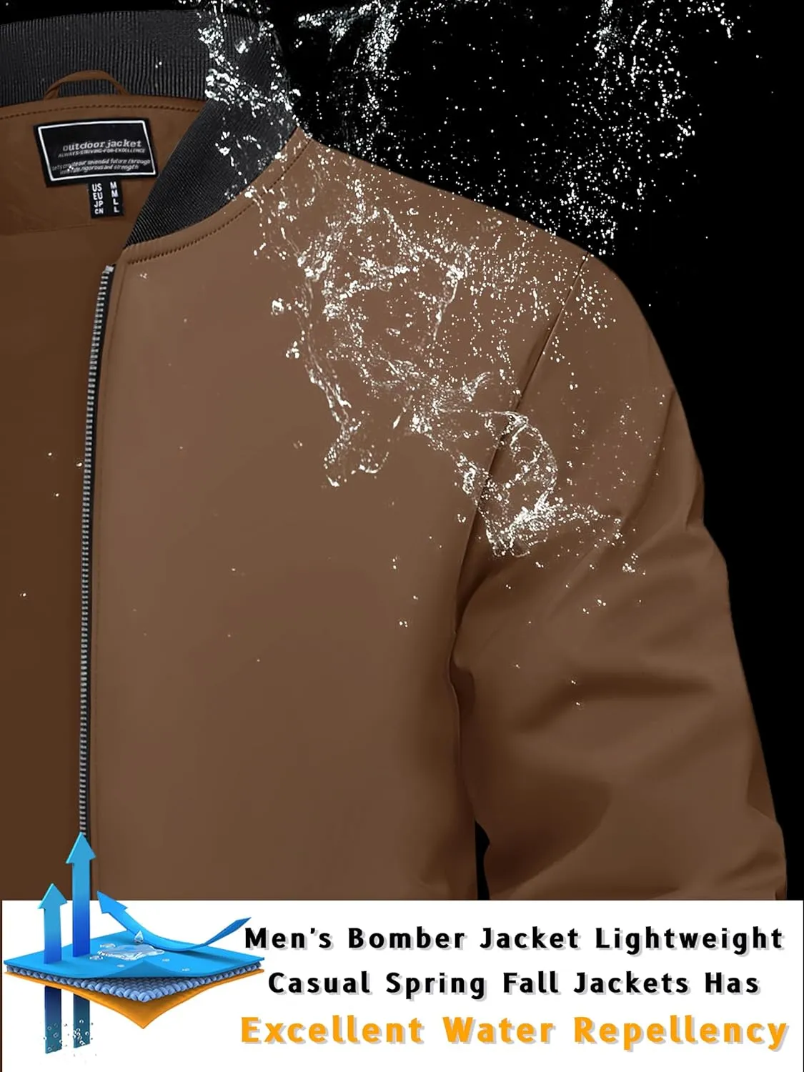 TACVASEN Men's Lightweight Jacket Spring Bomber Fall Windbreaker Casual Stylish Coats with Pockets