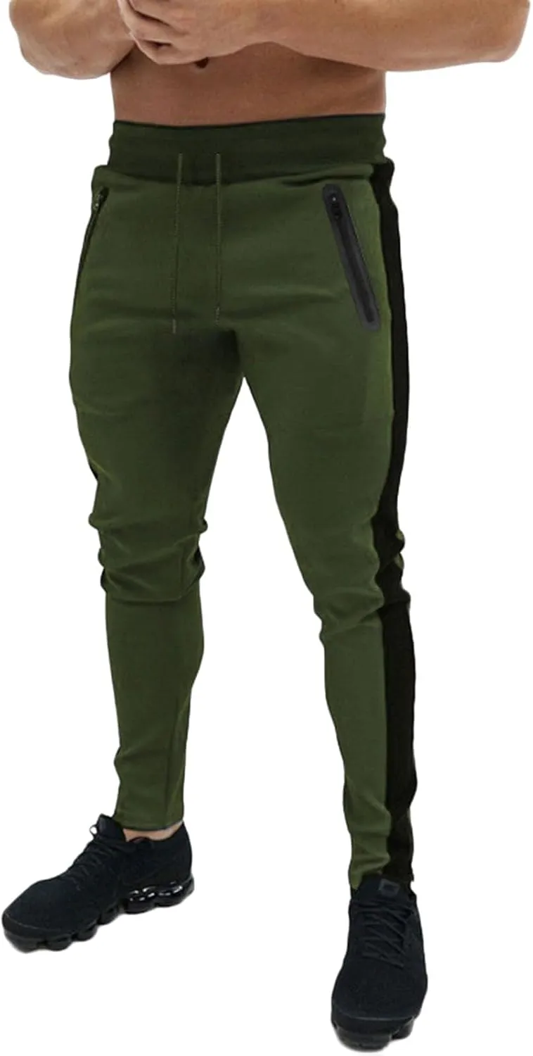 Thatrich Mens Stretch Sweatpants Quick Dry Moisture Wicking Jogger Pants Matching Color Workout Breathable Slim Fit Pants