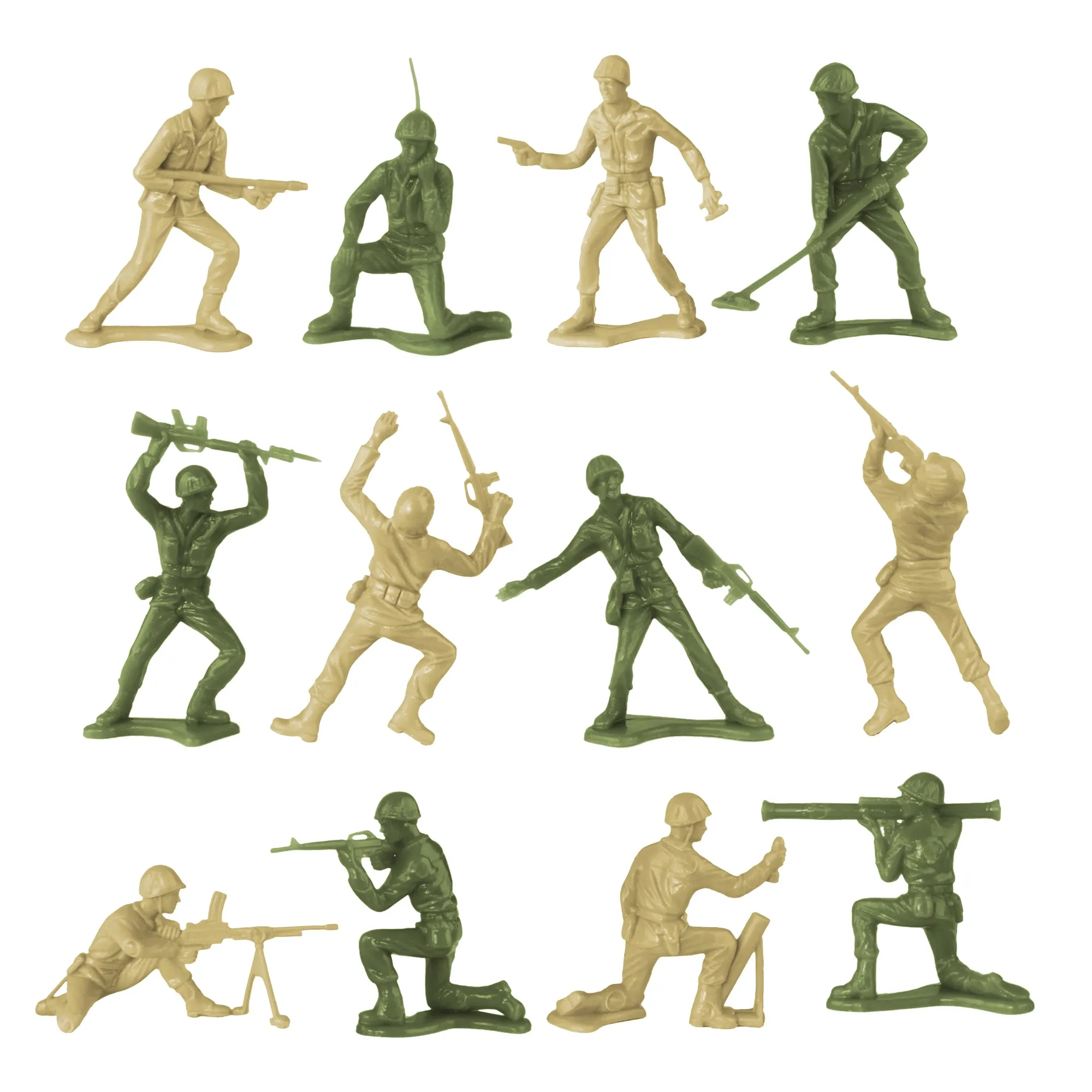 Tim Mee Combat Convoy 64pc Playset - 64pc OD Green vs. Tan Soldiers & Vehicles